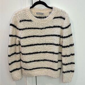 Vince Women’s Striped Cream and Black Sweater